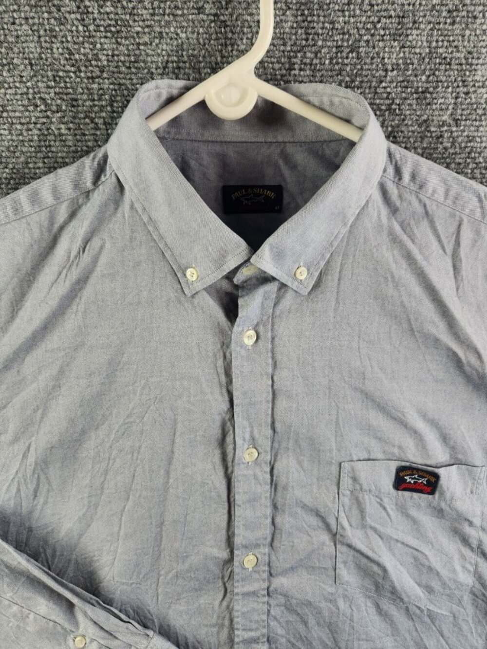 Paul & Shark Yachting 43 US XL 17.5 Blue Long Sleeve Button Up Shirt Adult Men
